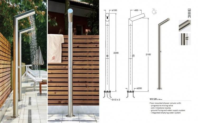 wooden outdoor shower