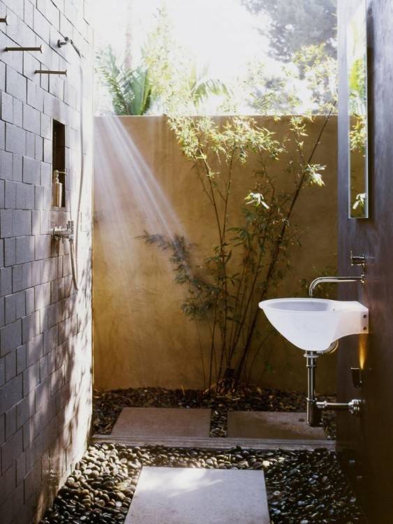 Above: Leave it to the Scandinavians to find a way of bringing the great outdoors into the shower, the smallest room in the house