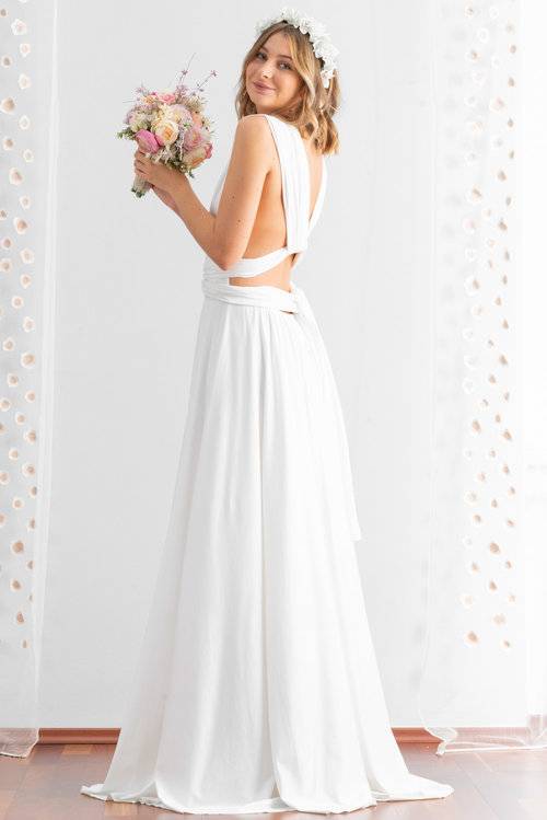 Modern modest wedding dress, style Easton, is part of the  LatterDayBride Collection, a
