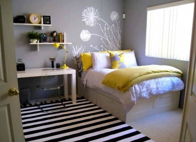 Bedroom, Inspiring And Cool Bedroom Designs For Small Rooms Also Queen Size  Bed With White Thick Quilt Also Soft Red Cushions Also Cool Ceil