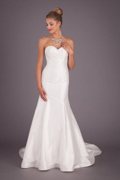 Gray Long Strapless Lace Beach Wedding Dresses,Simple Elegant Wedding Gowns,Flowy  Bridal Dresses