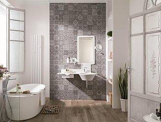 Wall tiles: Antique Grey 31,6x90 cm · Park Silver 31,6x90 cm