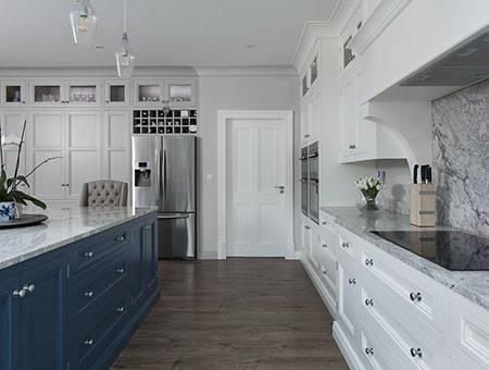 Freestanding American fridge, with solid wood cabinets and integrated appliances, Wicklow and Dublin