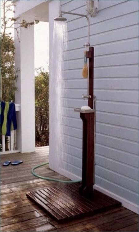 The ideal location for an exterior shower offers both privacy and easy  access from the home