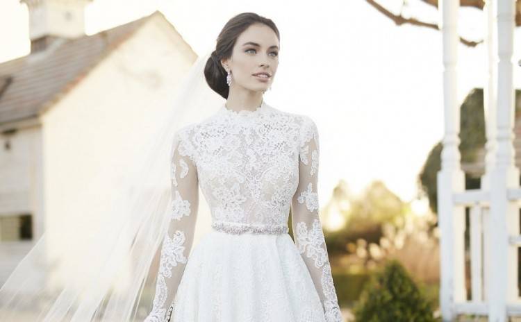 Illusion Long Sleeve Tulle Wedding Dress With Appliques