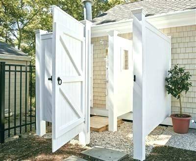 Outdoor shower with separate bathroom