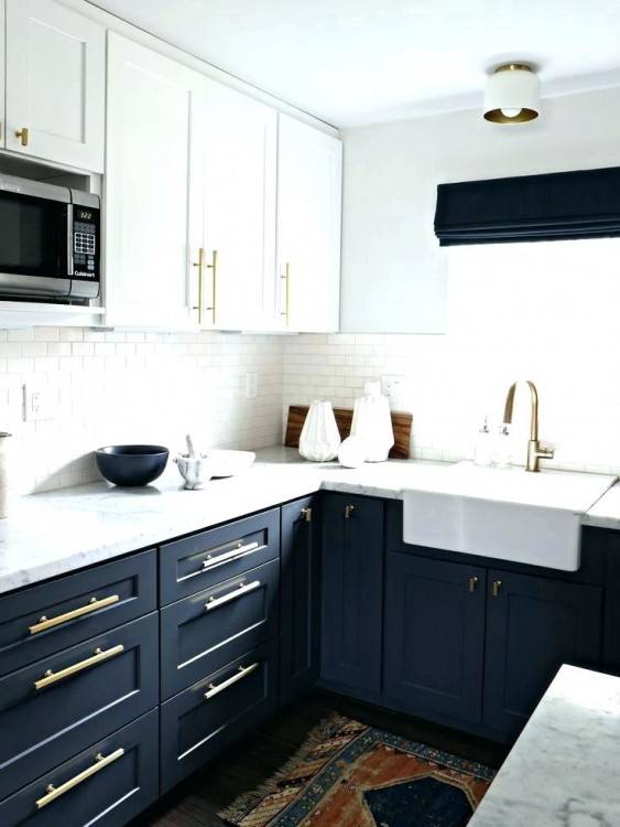 navy and white kitchen