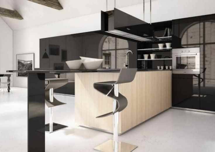 Modern black and white kitchen