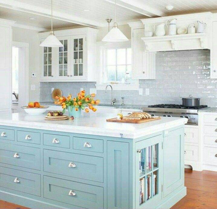 European style kitchen with red kitchen cabinets for island Kitchen Craft Cabinetry