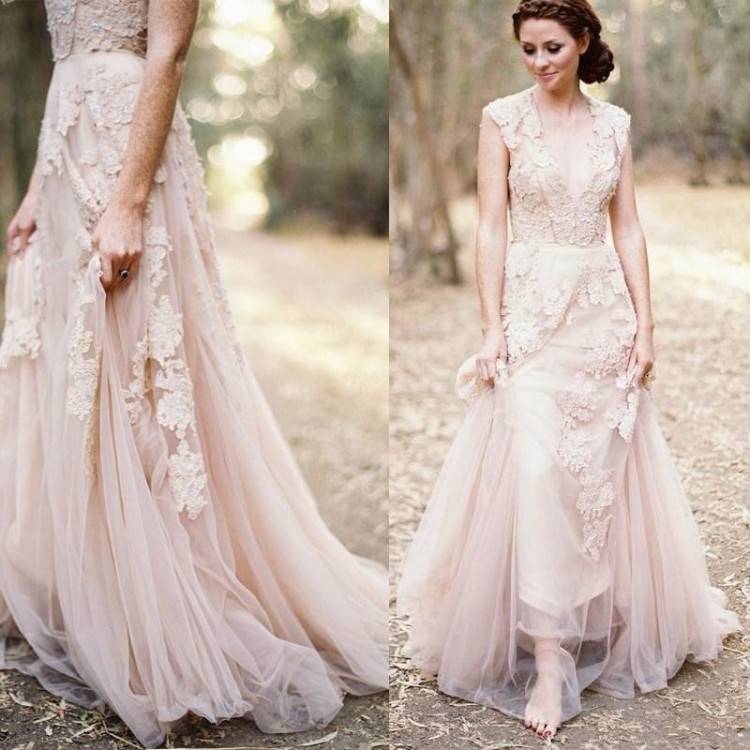 999 in +53 Worth it blush Colored wedding dresses rose gold style