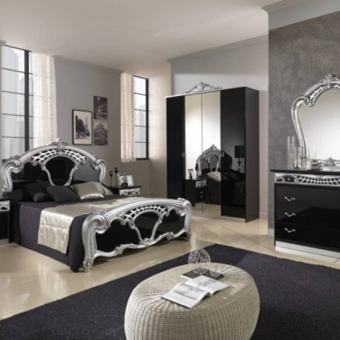 grey and silver bedroom