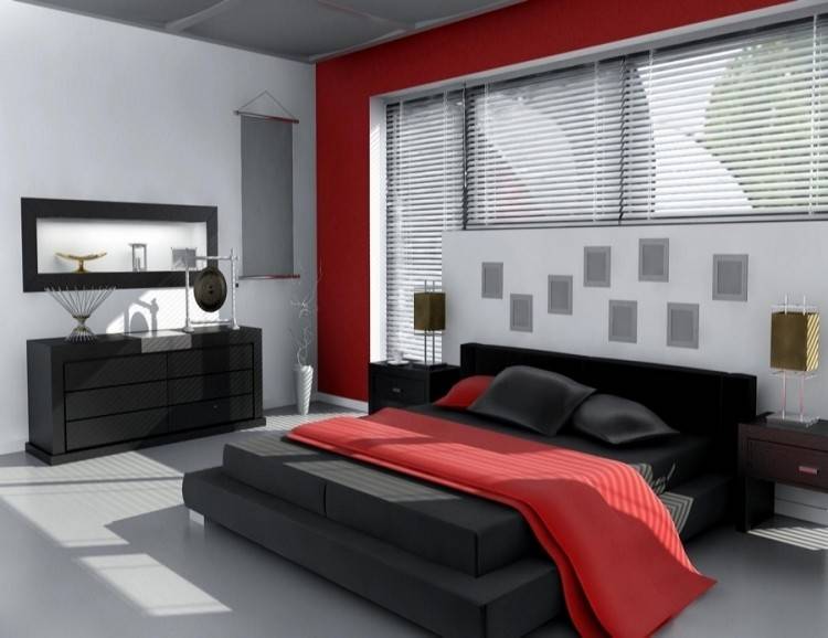 red and black bedroom