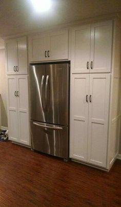 pantry with microwave shelf kitchen cabinet refrigerator storage