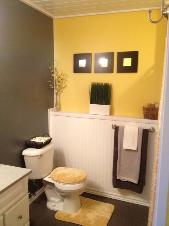 Grey & Yellow Cyelhevron Pattern Bathroom Decor @ Walmart