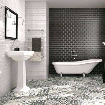 Grey Grout Bathroom; Metro Tiles Bathroom