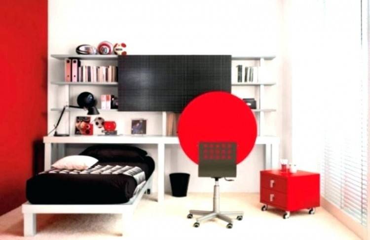 red and white bedroom