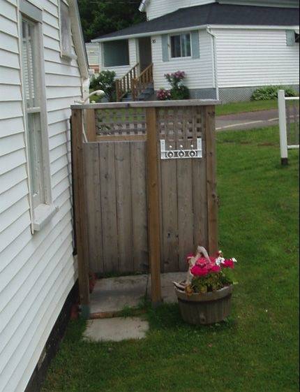 another pretty simple outdoor shower  design from a cottage in Pugwash