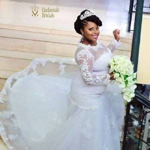 2017 African Nigerian Mermaid Wedding Dresses 2017 New Long Sleeves Lace Appliques Illusion Plus Size Court Train Tiered Formal Bridal Gowns Wedding Dress