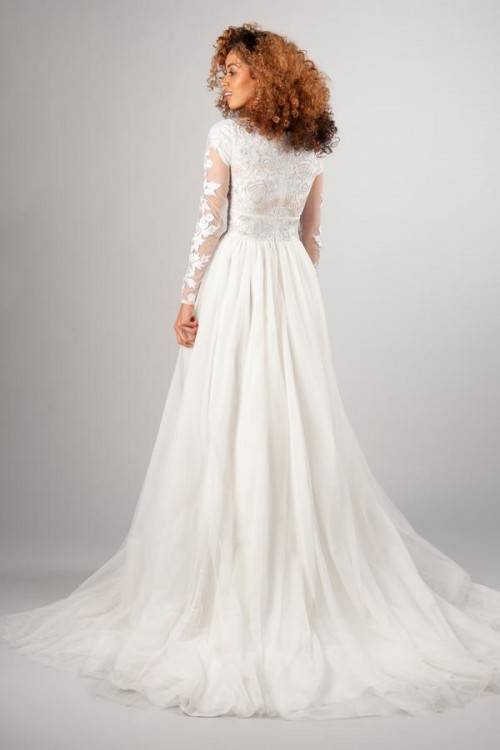 Classic lace gown, style Fielding, is part of the Wedding Collection of LatterDayBride,