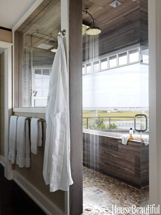 outdoor shower, it can be made to feel comfortable for you with extras like benches, shelves, doors and of course one of the biggest perks: the view!