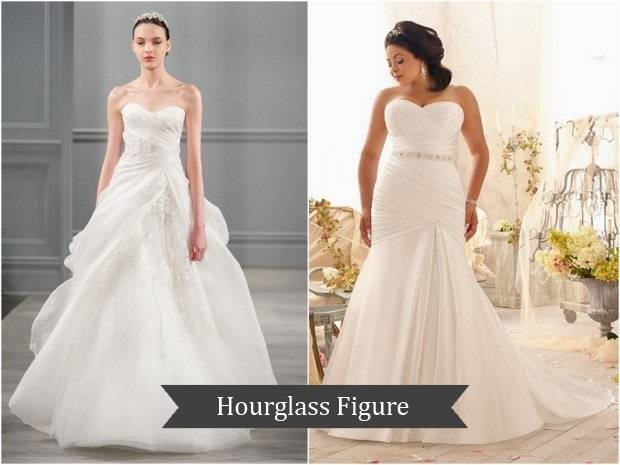 Set of wedding dress styles for female body shape types