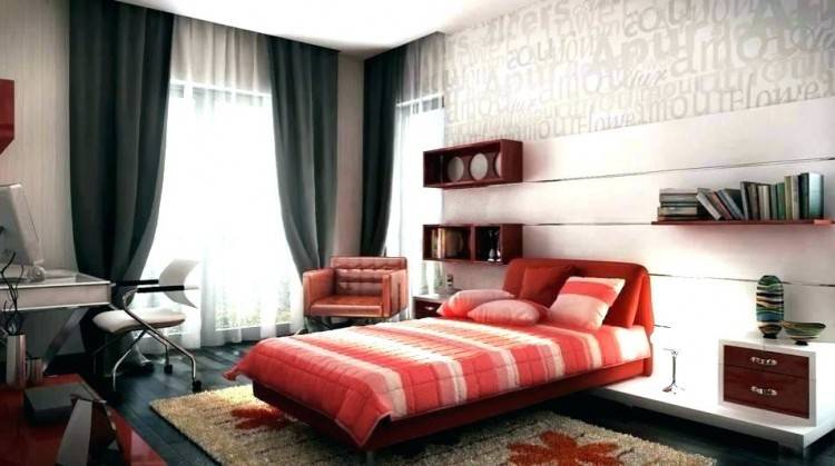 Add depth to your red bedroom by using textured wallpaper