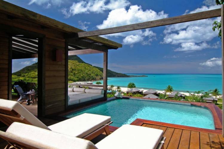 of the villas and cottages at GoldenEye come with private porches with views of the lagoon or the Caribbean