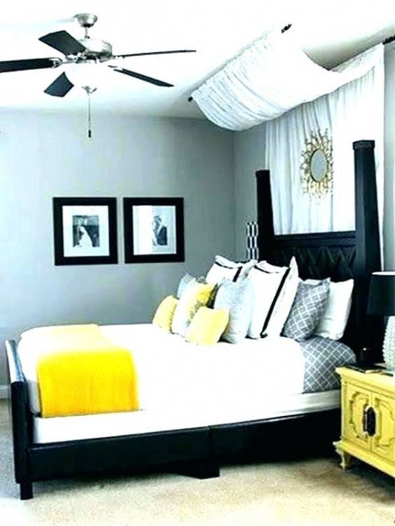 grey and yellow bedroom decorations