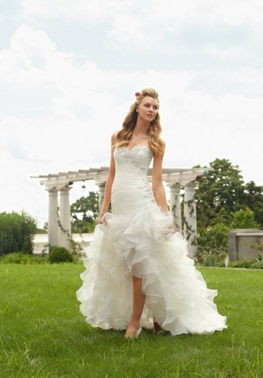 Different styles of wedding dresses made in modern flat style