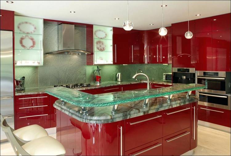 red and white kitchens