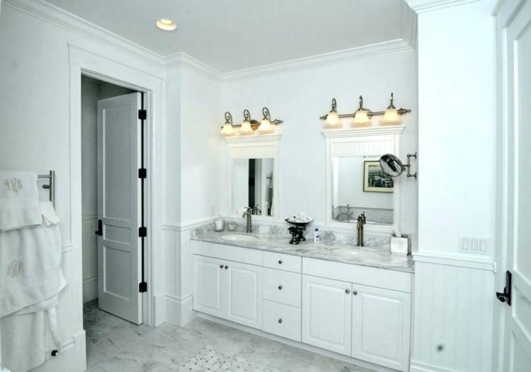 Cheerful Designs Of Bathroom Ideas Using Beadboard : Stunning Design Ideas Using Rectangular White Glass Cabinets