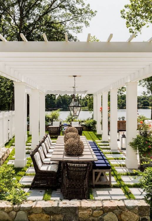 Wonderful way to provide shade for the dining space outdoors [Design:  Samuel H