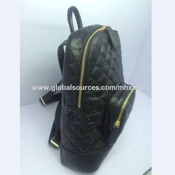 Black leather women`s backpack