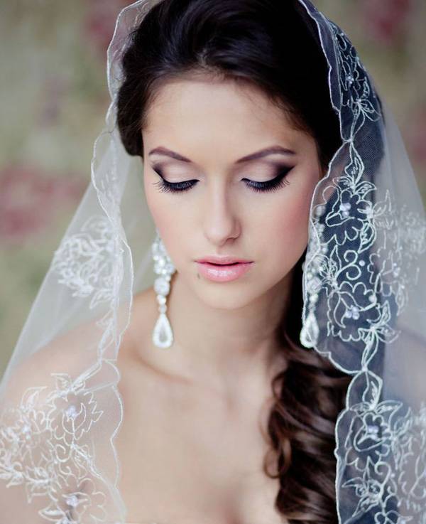 low updo with veil