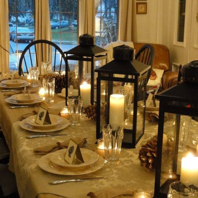 Traditional orange dining room with hardwood floor and chandelier