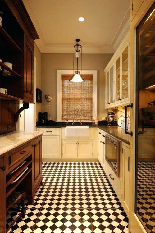 Furniture Inspiration ~ Plush Mahogany Cabinets For Retro Kitchen Accent Ideas: Profuse Vintage Galley Kitchen