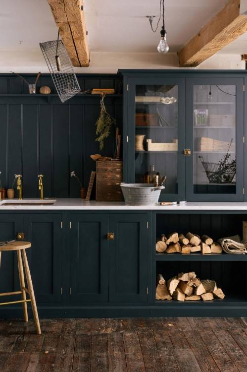 Having no upper cabinets gives this kitchen an open, airy feel