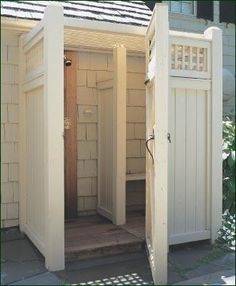 In a Shelter Island, New York, beach house, the outdoor shower off the master bedroom is architect and homeowner Cary Tamarkin's favorite spot in the house