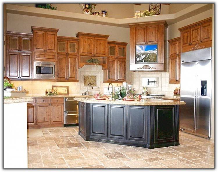 kitchen backsplash with oak cabinets