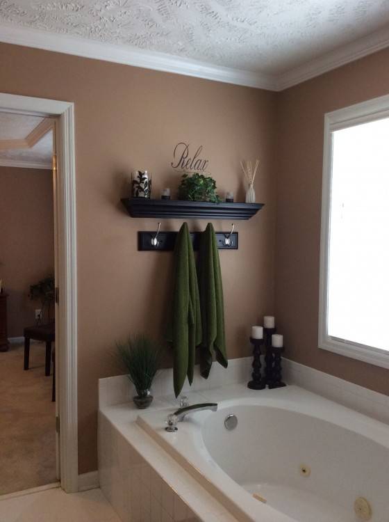 Rustic Wood Beam Bathroom Shelves