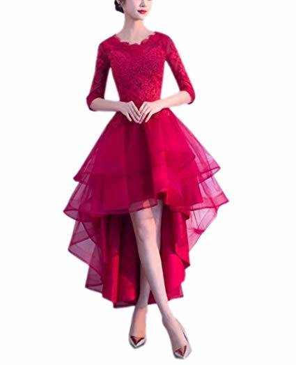 2017 New Arrive Korean Style Red fashion girl crystal princess bridal  dress sexy Lace apparel style