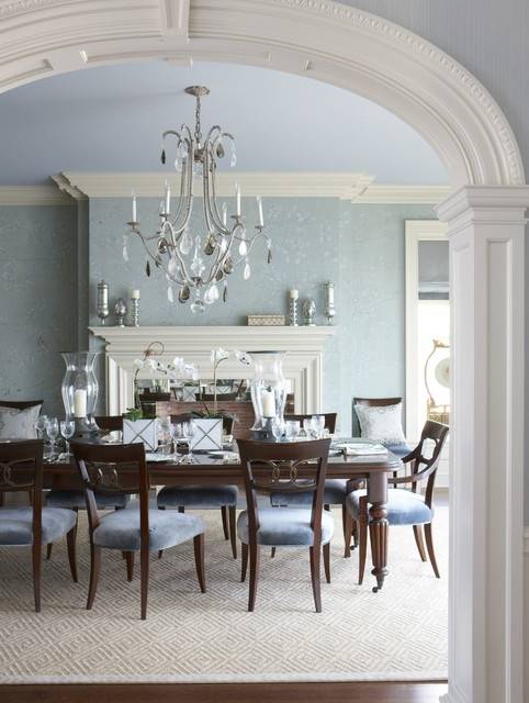 Photo of a traditional open plan dining room in London with carpet and beige walls