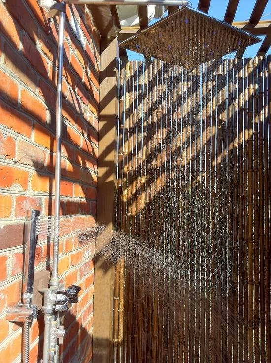 Here is an interesting shower made of bamboo