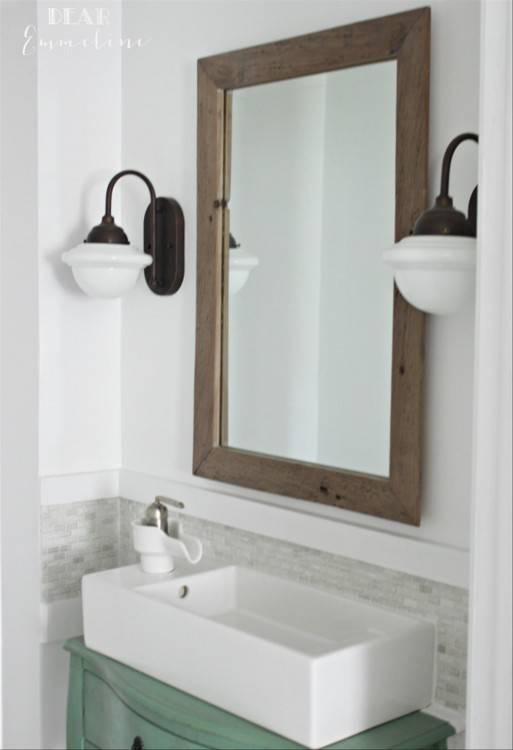 modern farmhouse vanity bathroom lighting ideas dark brown finish maple  wood laurel foundry vanit