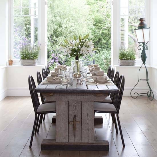 dark wood dining room table with white chairs signature design by brown shop
