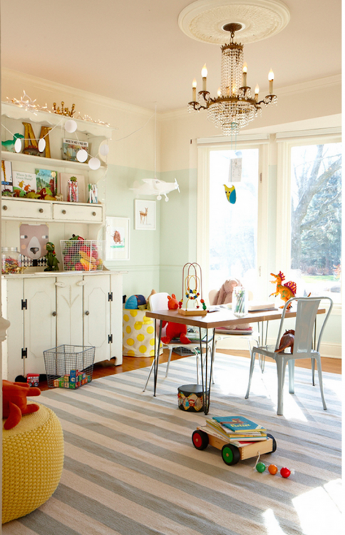 Formal Dining Room to Functional Play Room | TheTurquoiseHome