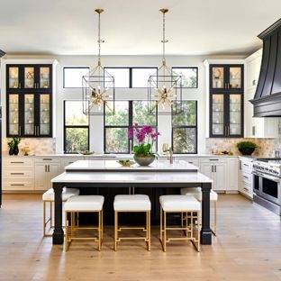 Beautiful Rustic/Modern Kitchen: Georgetown Alder Georgetown Knotty Alder Chestnut Glazed Ebony mixed with the Coastal Collection color of Seagrass creates